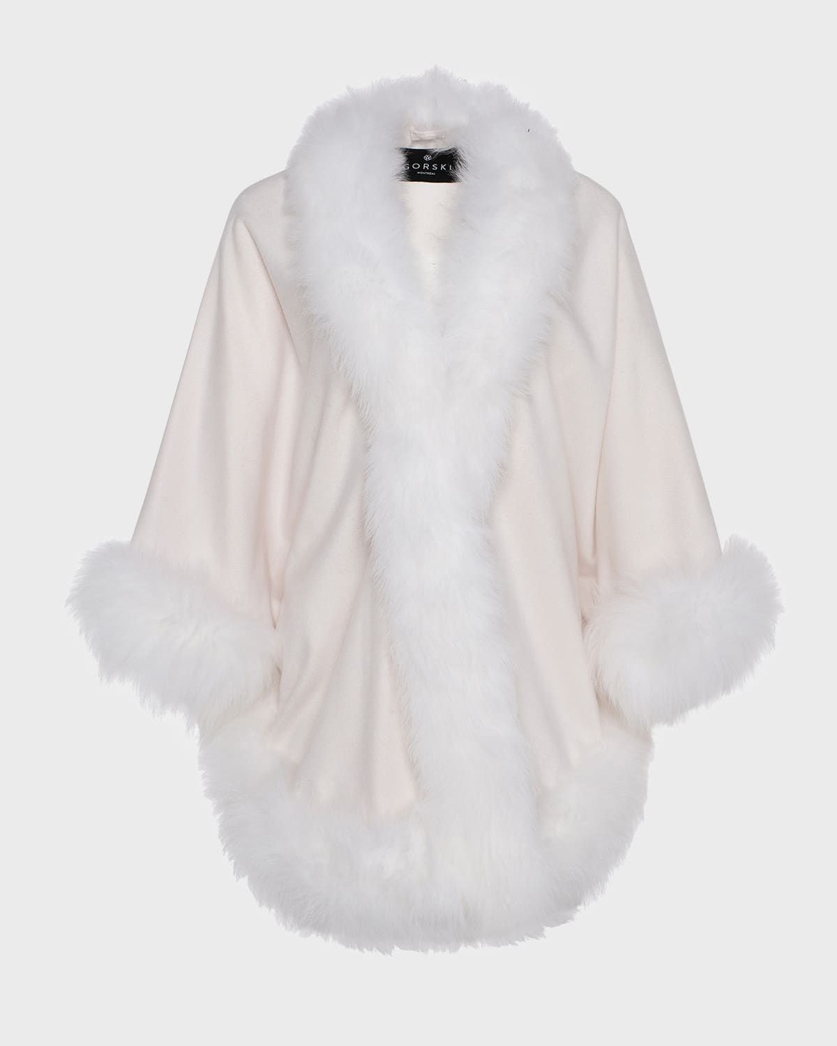 Cashmere Capelet with Lamb Shearling Trim