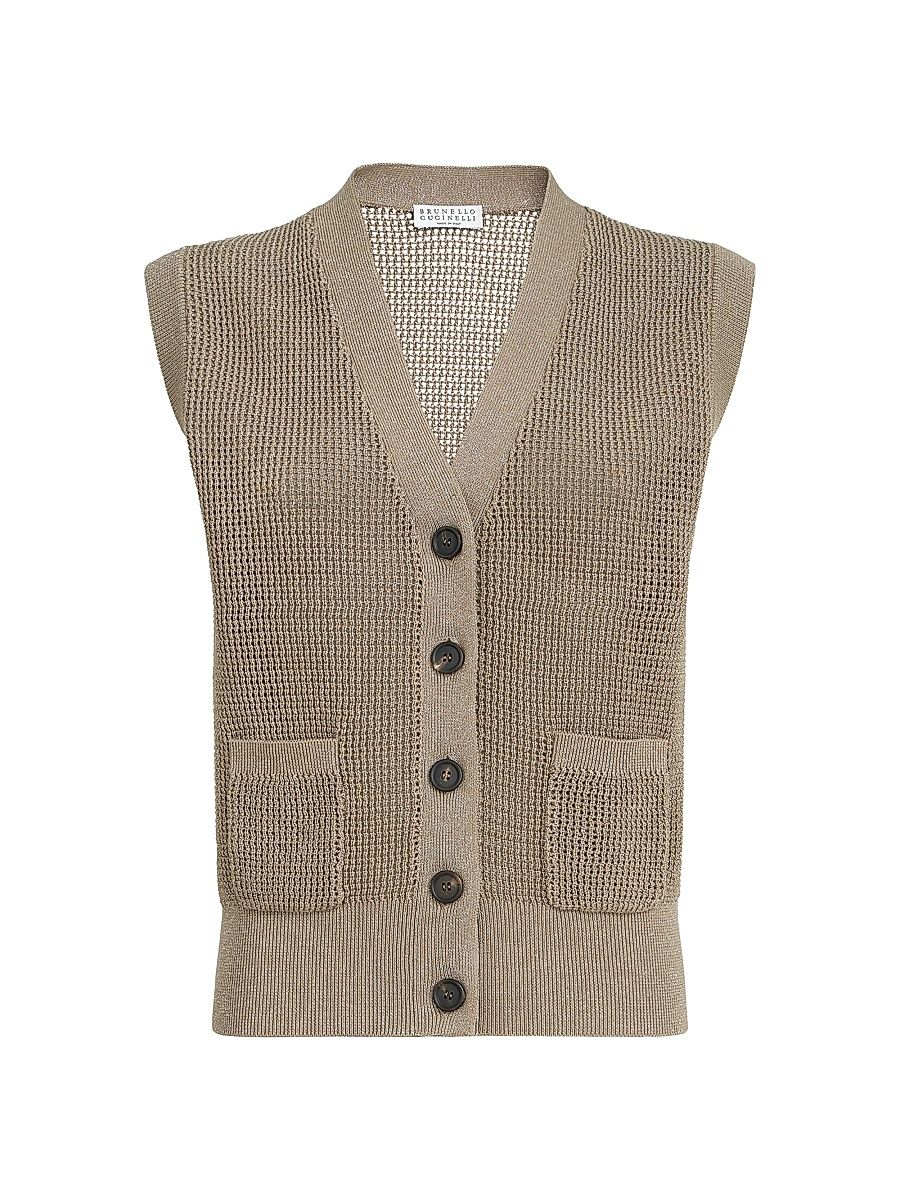 Women's Sparkling Cotton English Rib Cardigan - Walnut - Size XXL