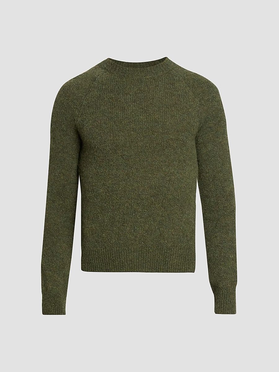 Men's Alpaca-Blend Crewneck Sweater - Forest - Size Large