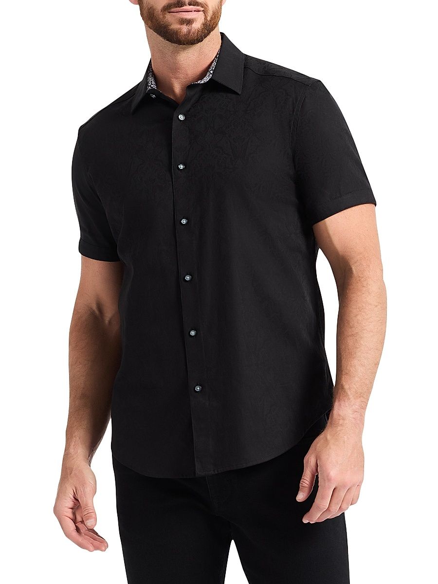 Men's Highland Damask Woven Shirt - Black - Size Medium