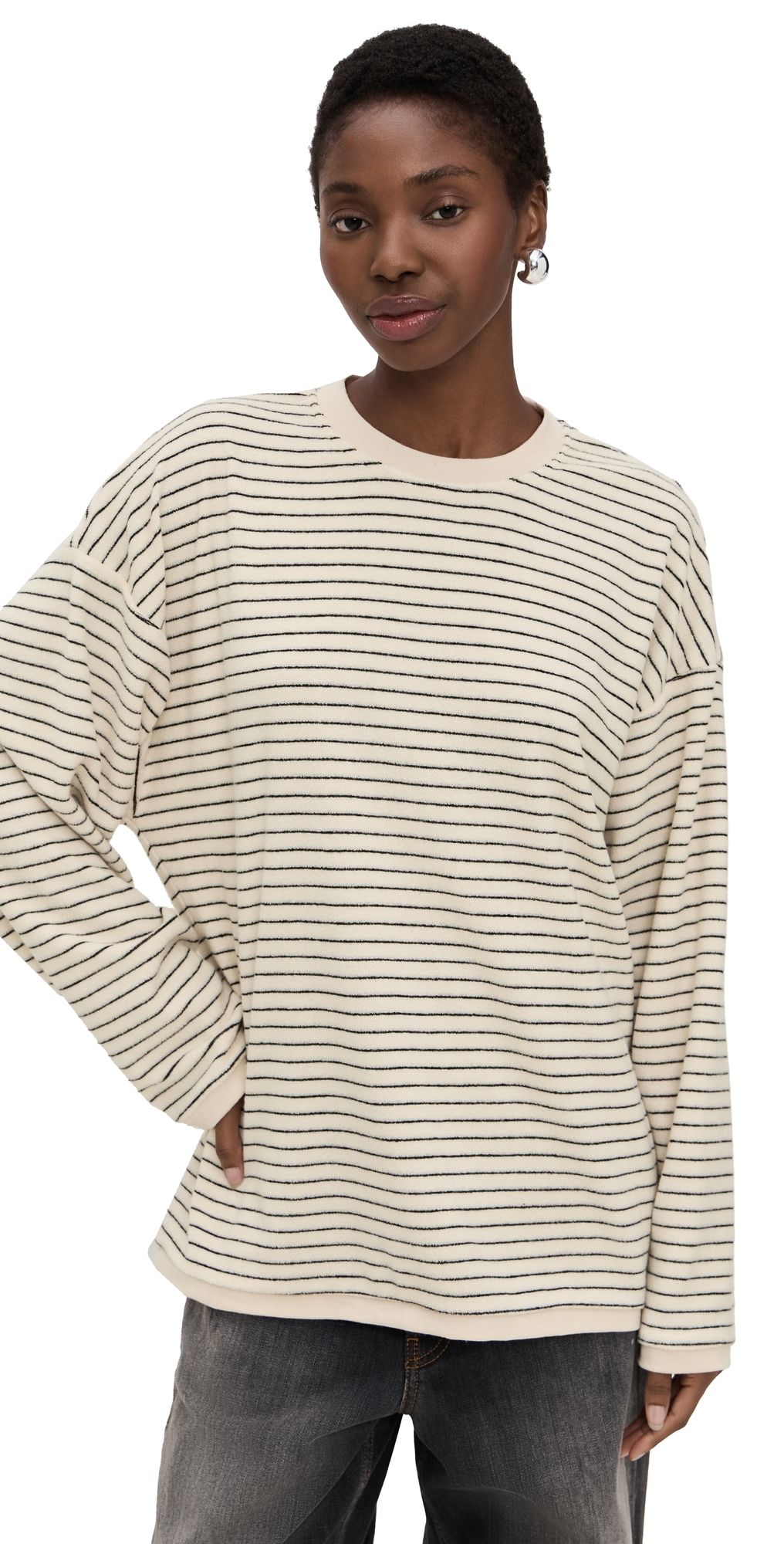 Lioness Cheri Long Sleeve Cream Noir Stripe XL