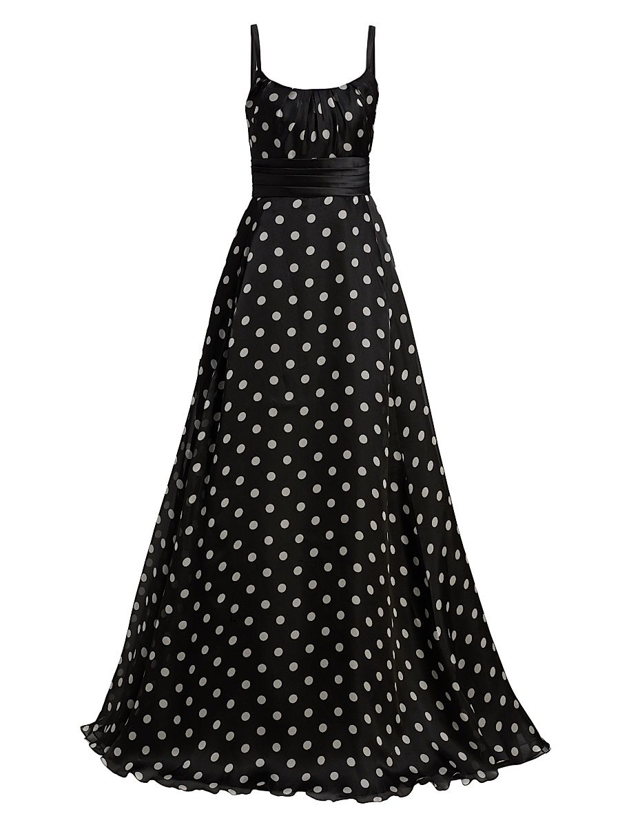 Women's Polka Dot Organza Ballgown - Black White - Size 8