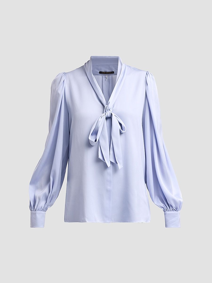 Women's Selena Stretch-Silk Tie-Front Blouse - Frost - Size XL