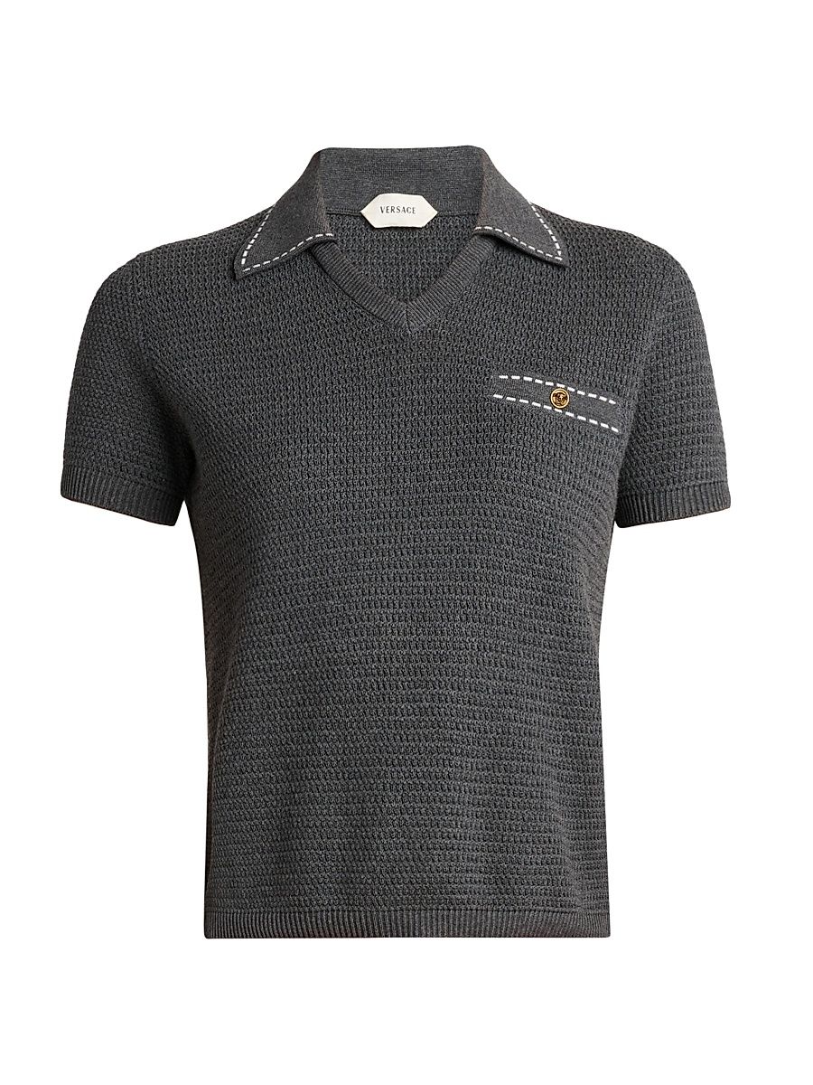 Women's Hatch Knit Polo Top - Anthracite - Size 12