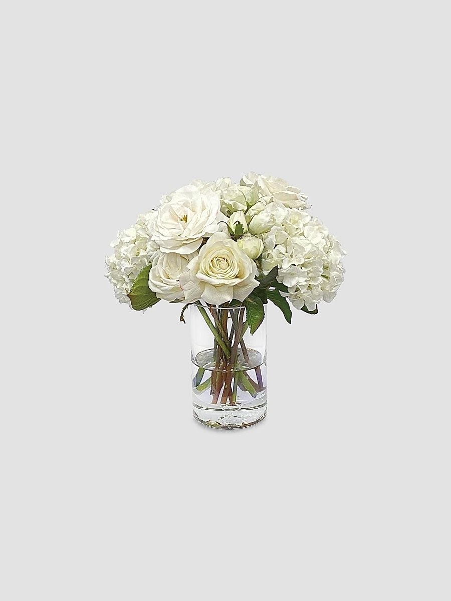 Everyday Newness Refresh Faux Roses & Lisianthus Arrangement - White