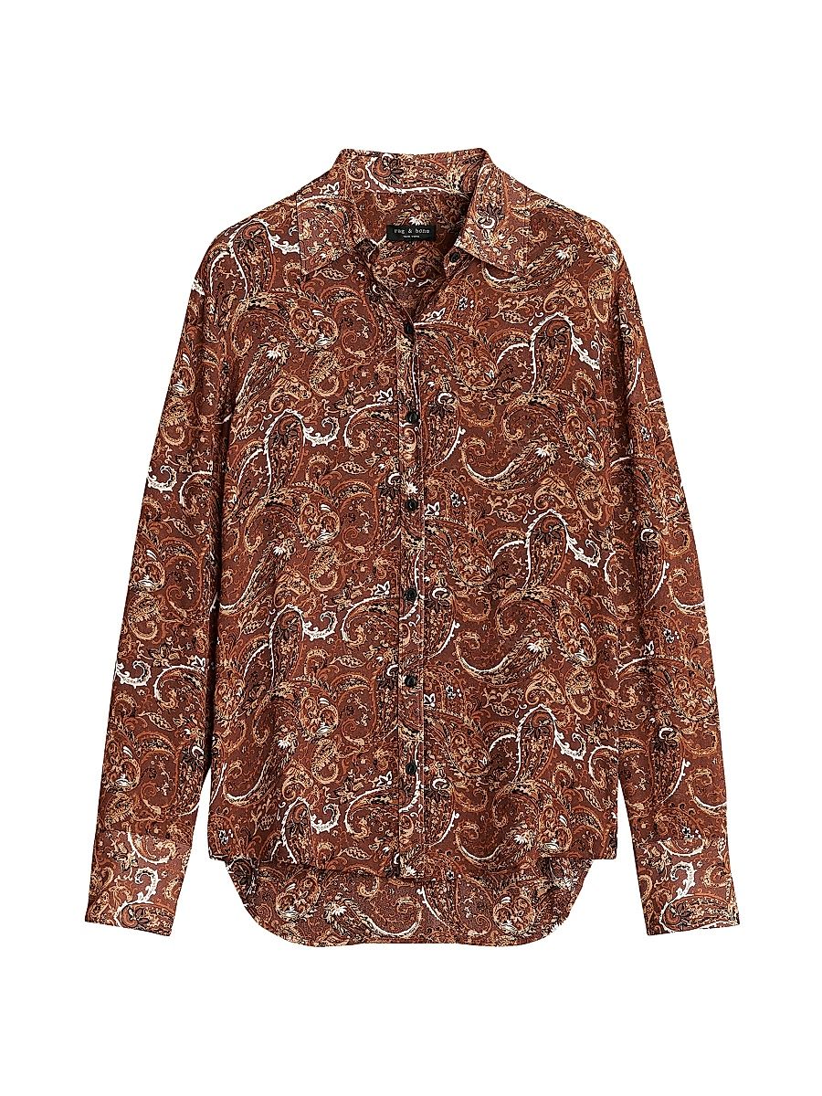 Women's Antonia Paisley Shirt - Brown Multi - Size Medium