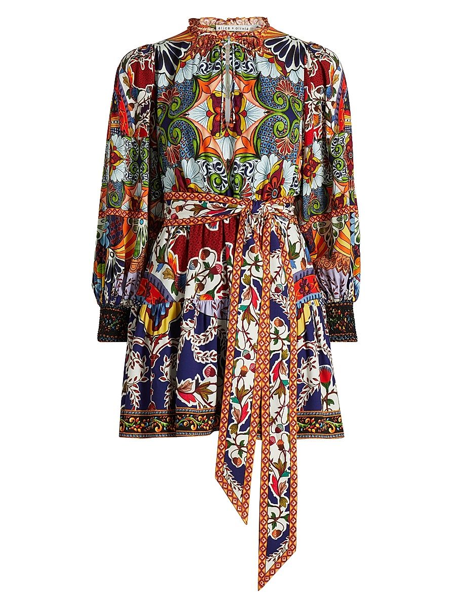 Women's Sadie Printed Self-Belt Minidress - On The Road - Size 8