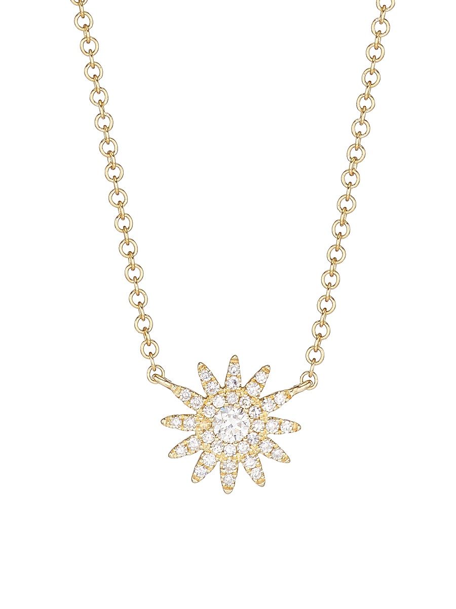 Women's 14K Yellow Gold & 0.15 TCW Diamond Starburst Pendant Necklace - Yellow Gold