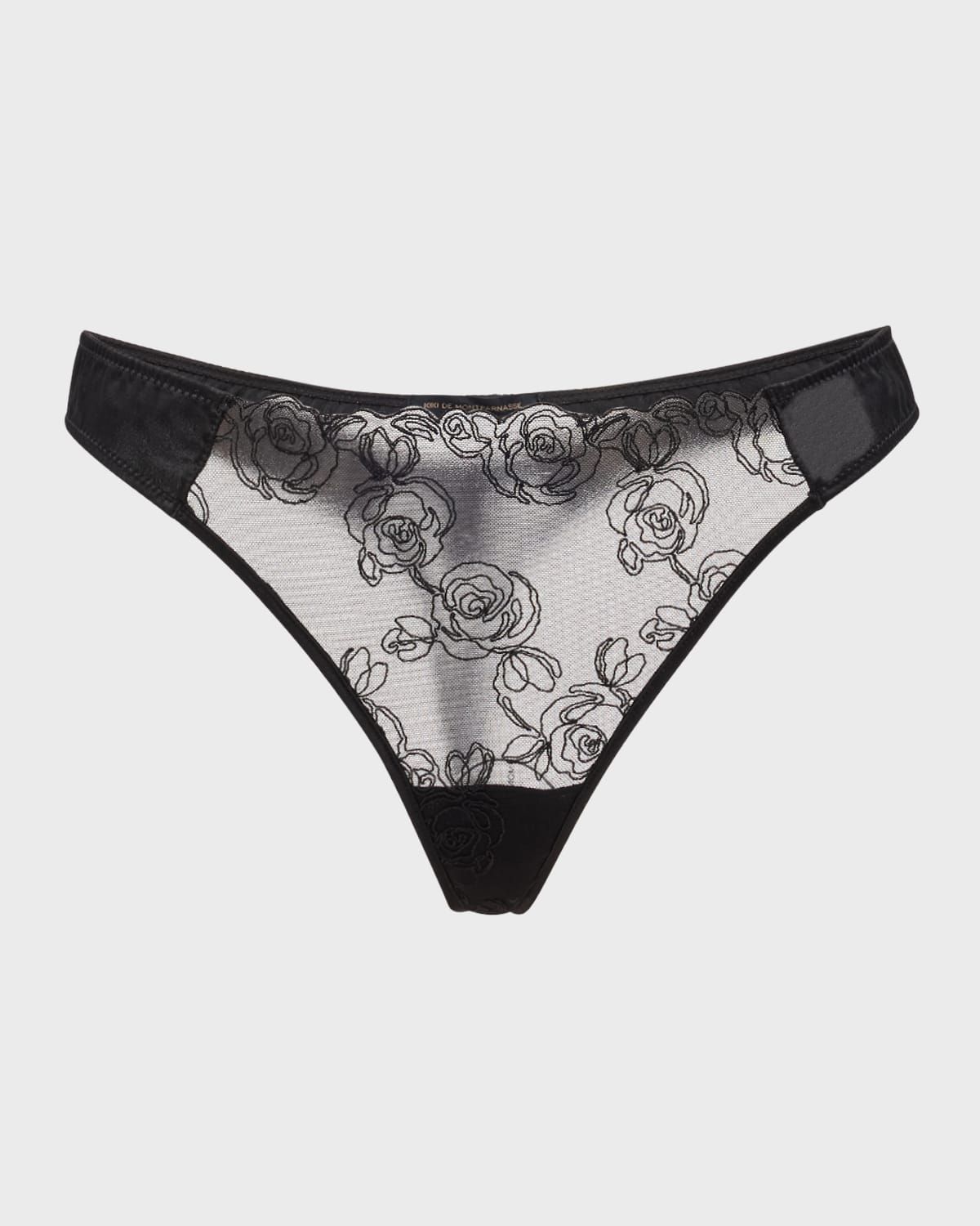 La Rose Floral-Embroidered Tulle Thong