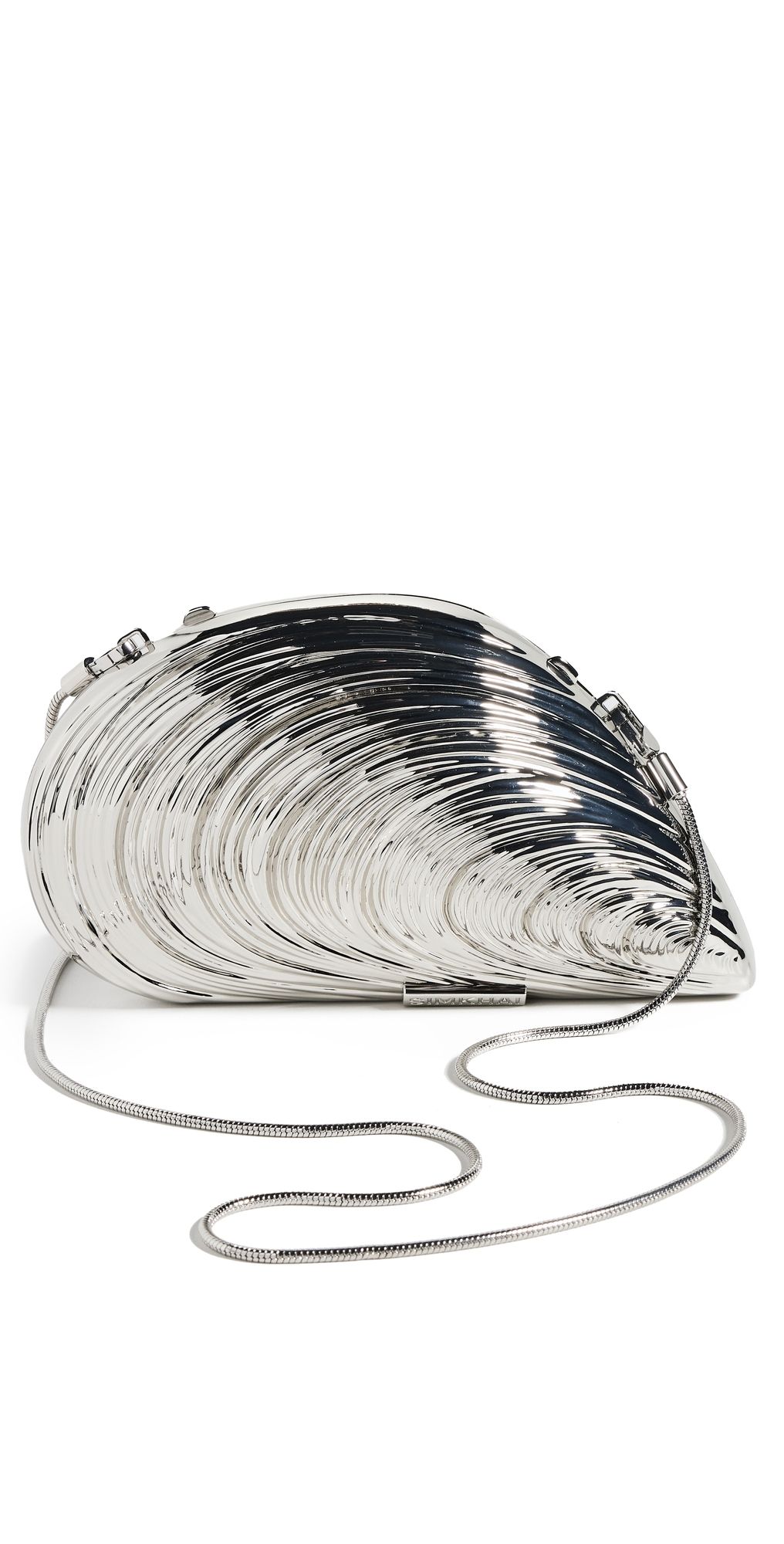 SIMKHAI Bridget Metal Oyster Shell Clutch Silver One Size