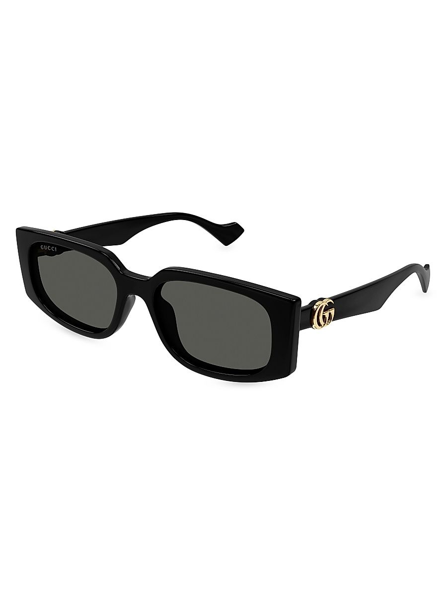 Women's GG Generation Light 55MM Rectangular Sunglasses - Black Grey
