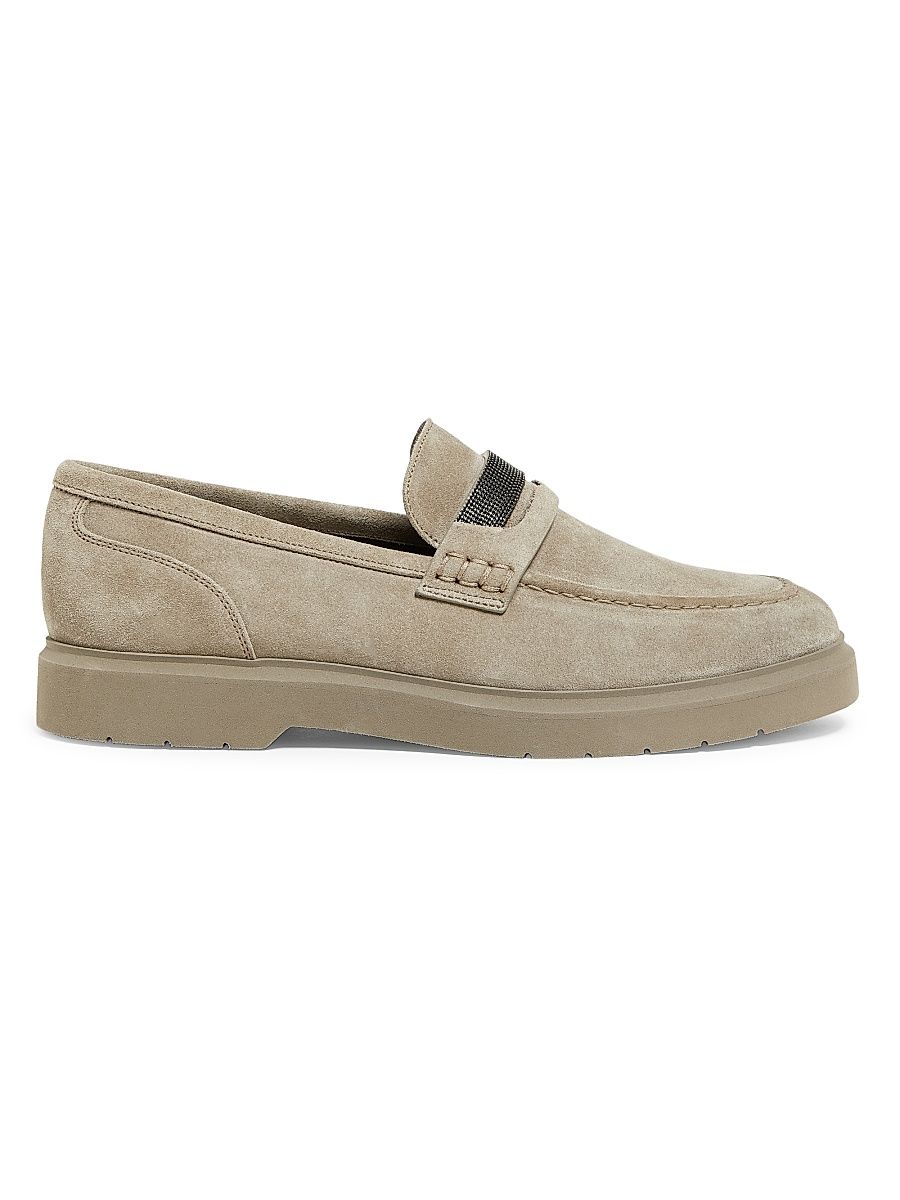 Women's Suede Penny Loafers - Beige - Size 10.5