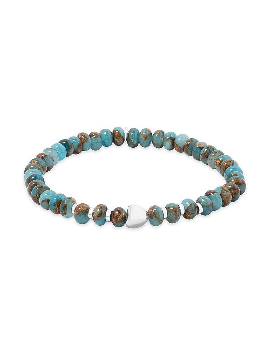 Men's Blue Jasper Sterling Silver Nepal Nuovo Bracelet - Size Large