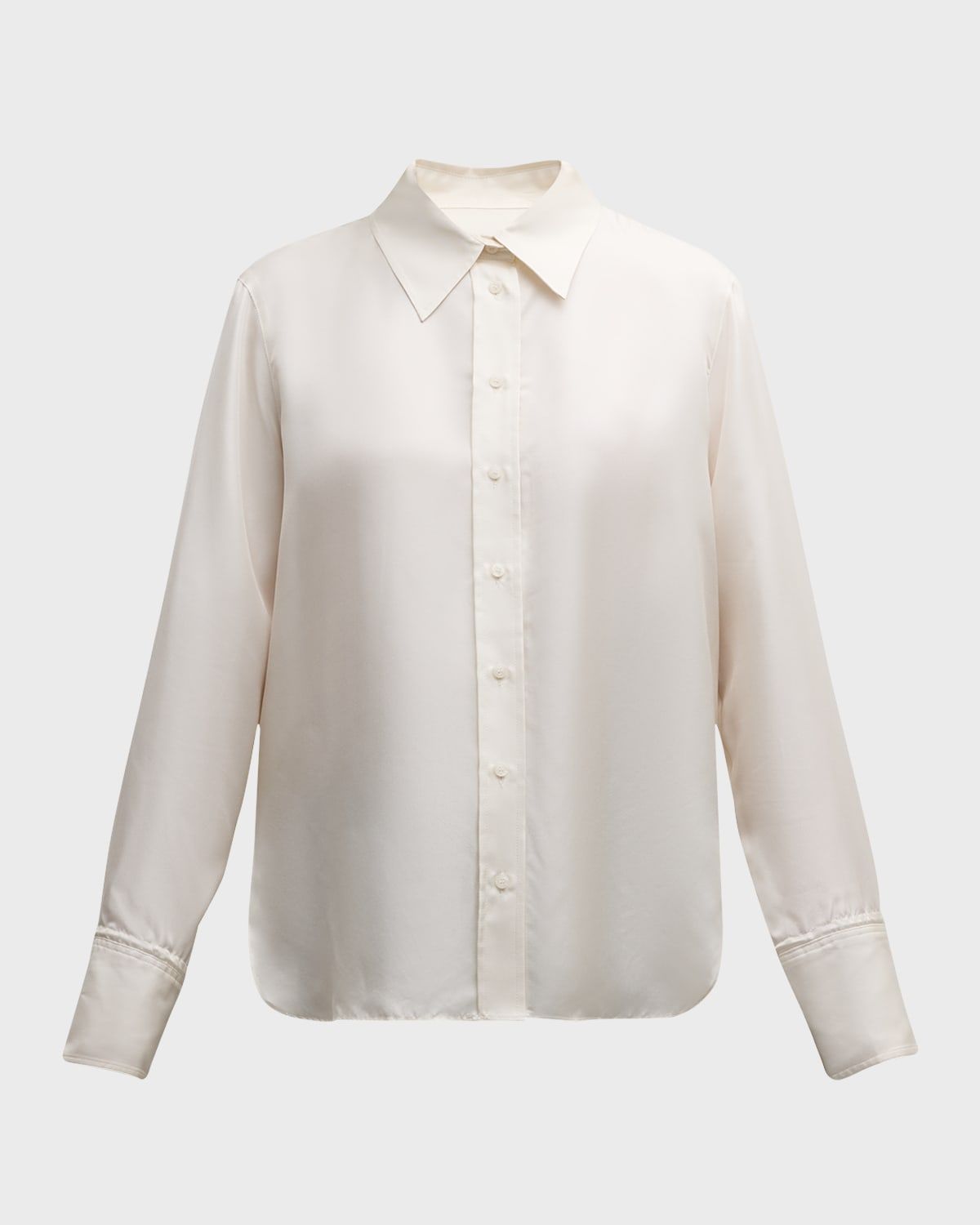 Button-Down Silk Twill Blouse