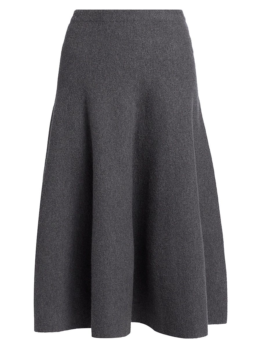 Women's The Miller Structured Wool Midi-Skirt - Heather Grey - Size Large