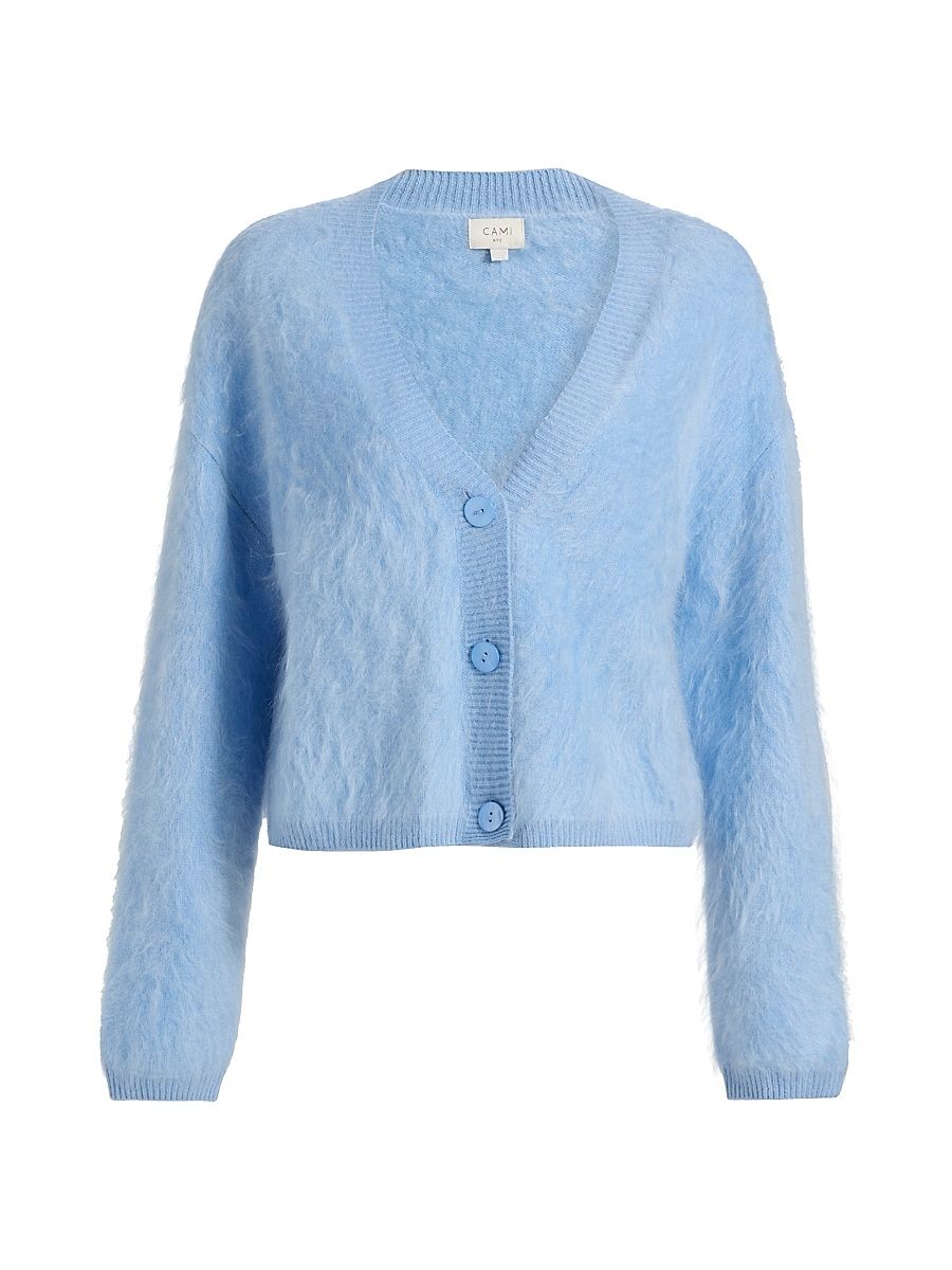 Women's Josefa Fuzzy Cashmere Cardigan - Cerulean - Size XL