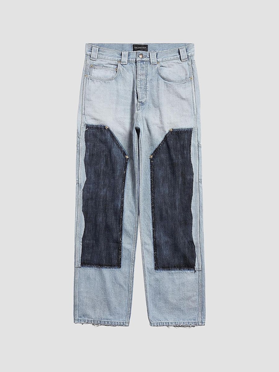 Balenciaga Women's Ripped Off Loose Fit Jeans - Light Blue - Size Small
