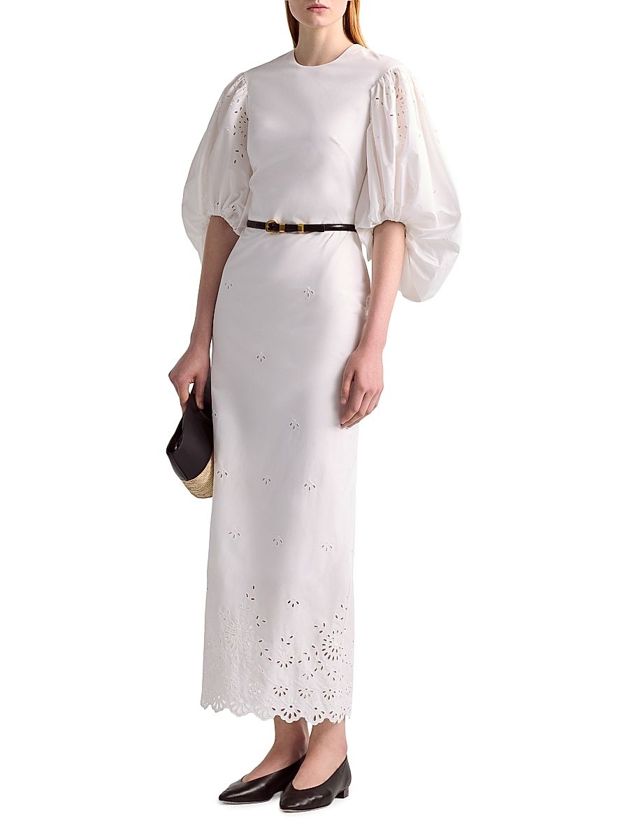 Women's Danielle Eyelet Puff-Sleeve Cocktail Dress - Optic White - Size 6