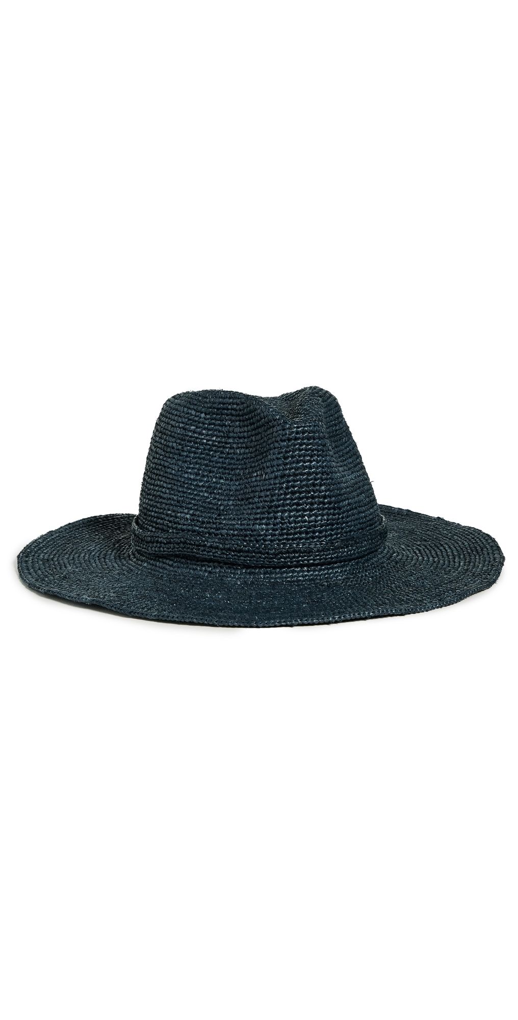 Janessa Leone Western Straw Fedora Navy S