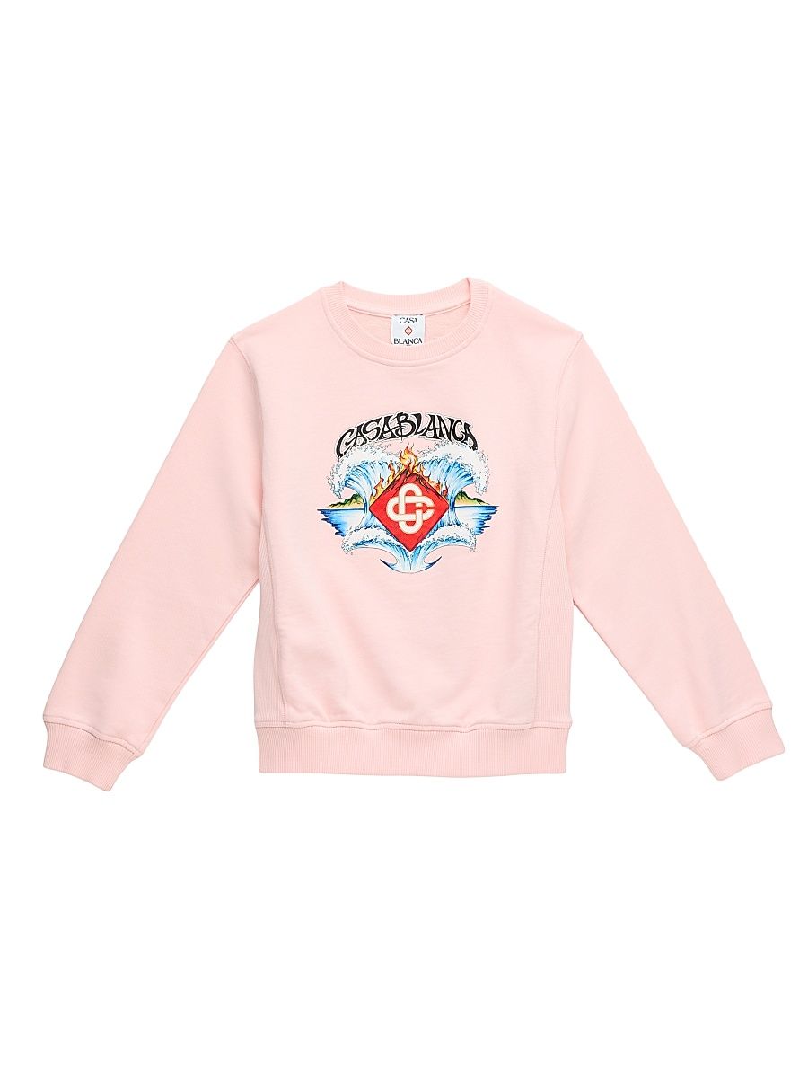 Little Girl's & Girl's Waves Crewneck Sweatshirt - Pink - Size 13