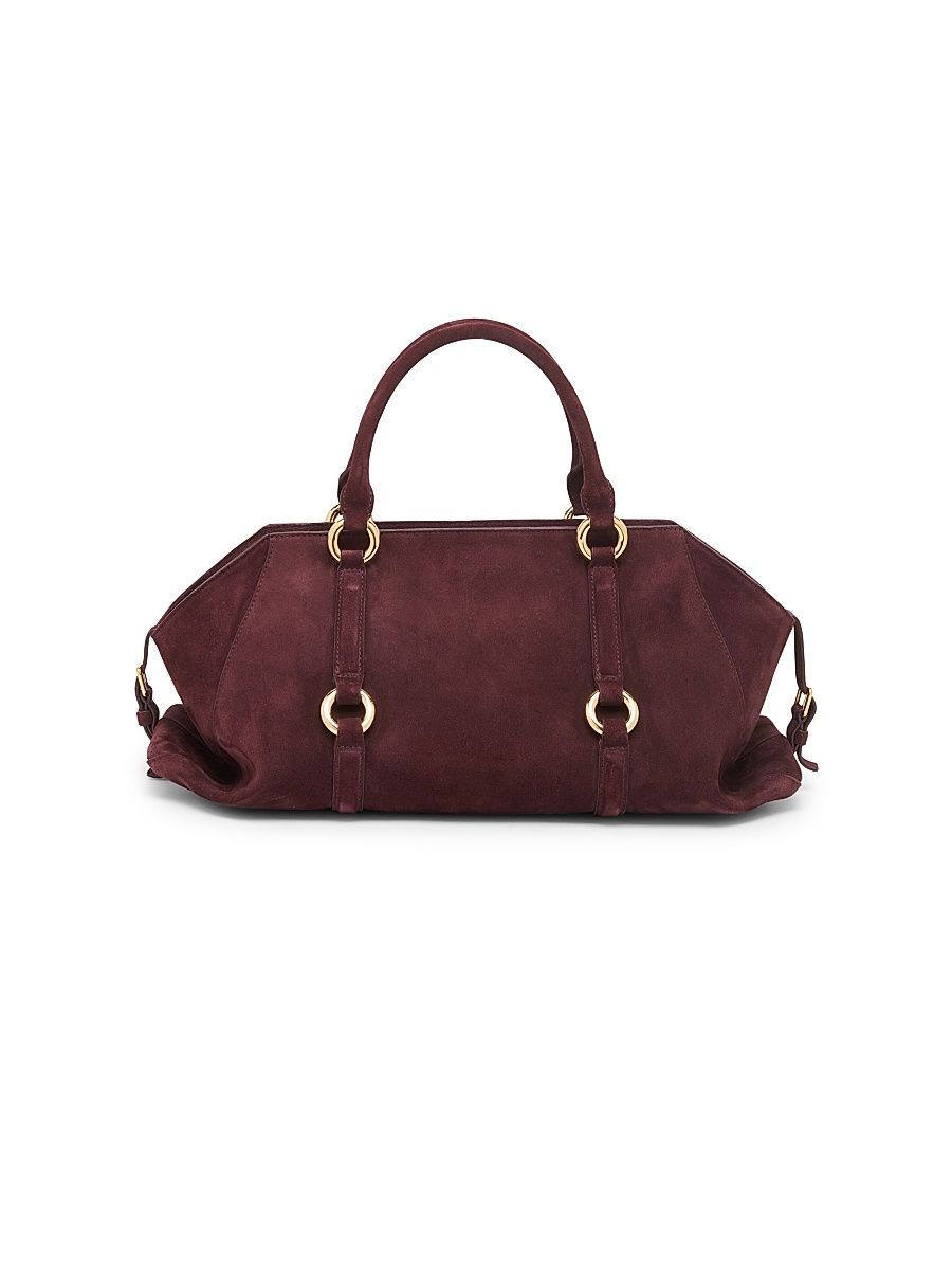 Women's Farringdon Suede Top Handle Bag - Oxblood Gold