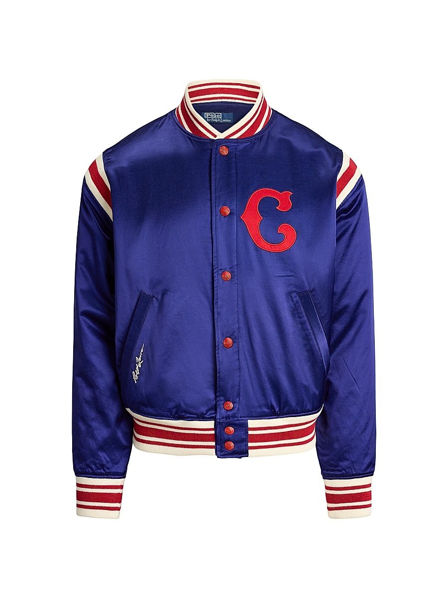 Men's Cubs Cotton-Blend Satin Bomber Jacket - Fall Royal - Size Large
