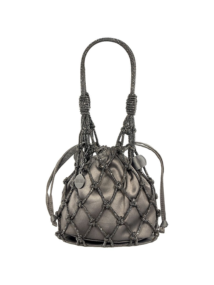 Women's Net Crystal-Embellished Pouch - Grey