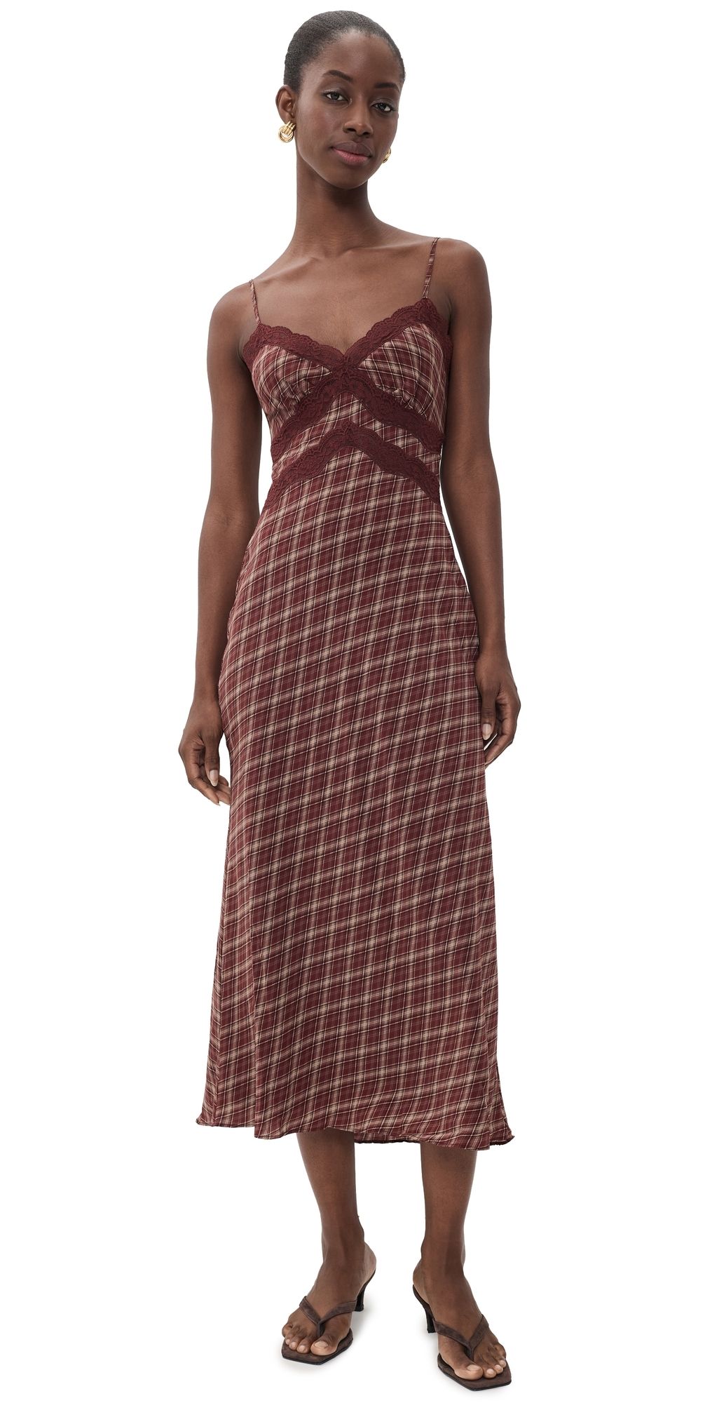 ASTR the Label Carin Dress Wine Plaid XL