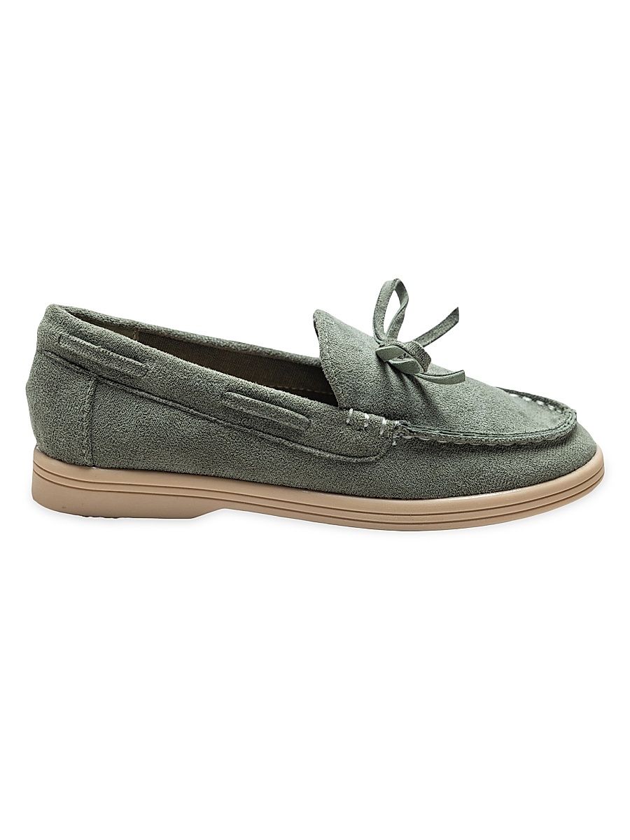 Suede Moccasin Loafers - Olive Green - Size 5 (Child)