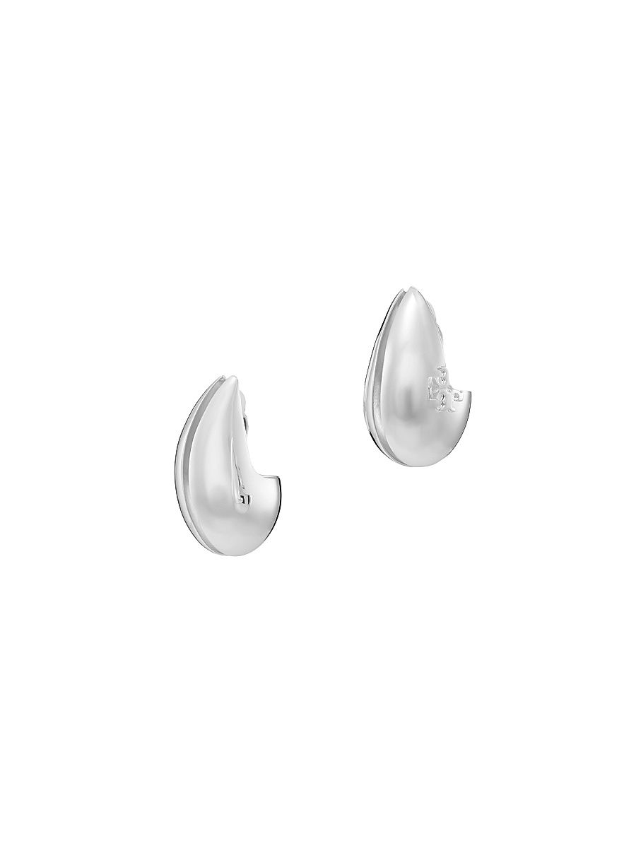 Women's Wave Goldtone Or Silvertone Clip-On Earrings - Light Silver