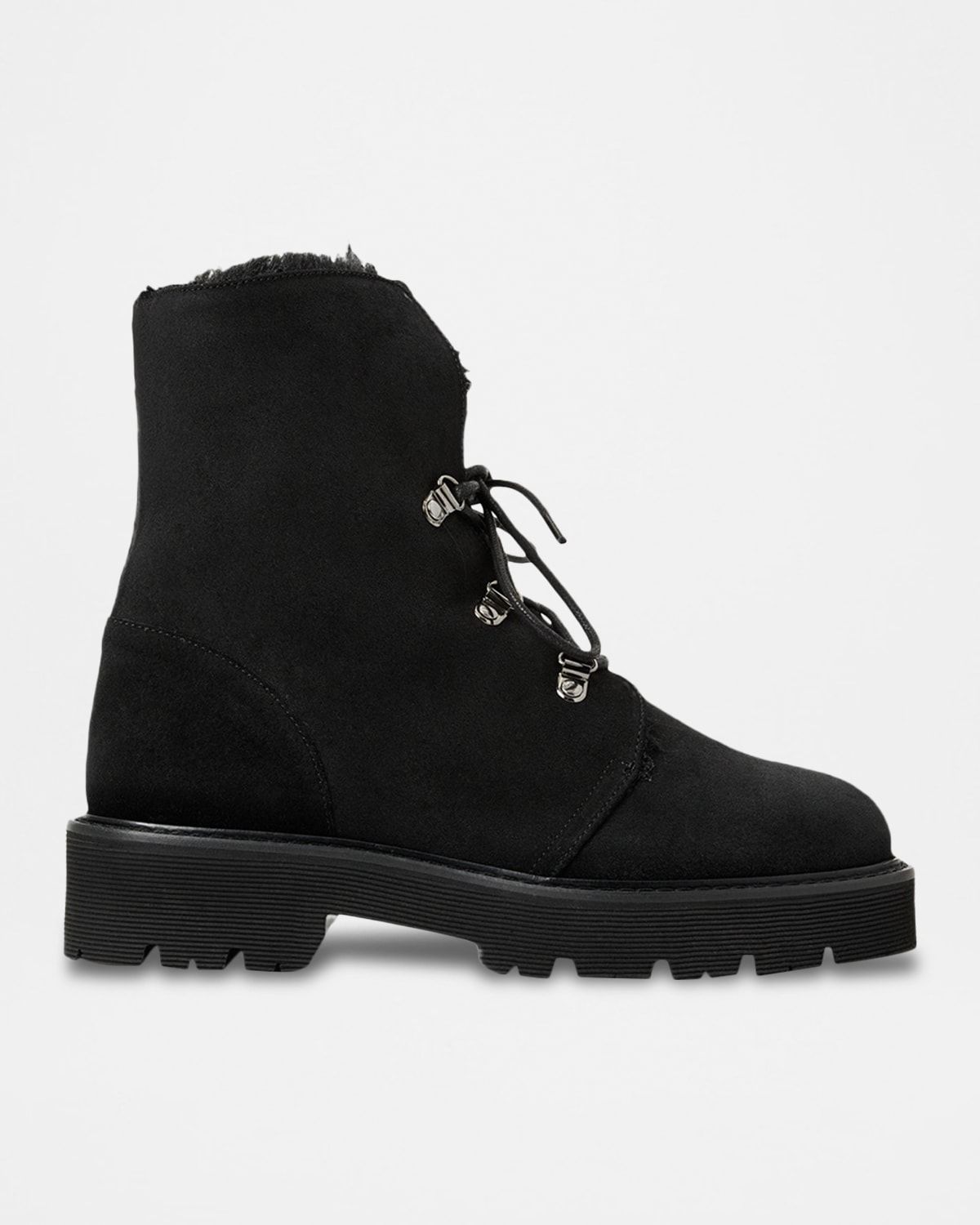 Eva Faux Shearling-Lined Suede Hiker Booties