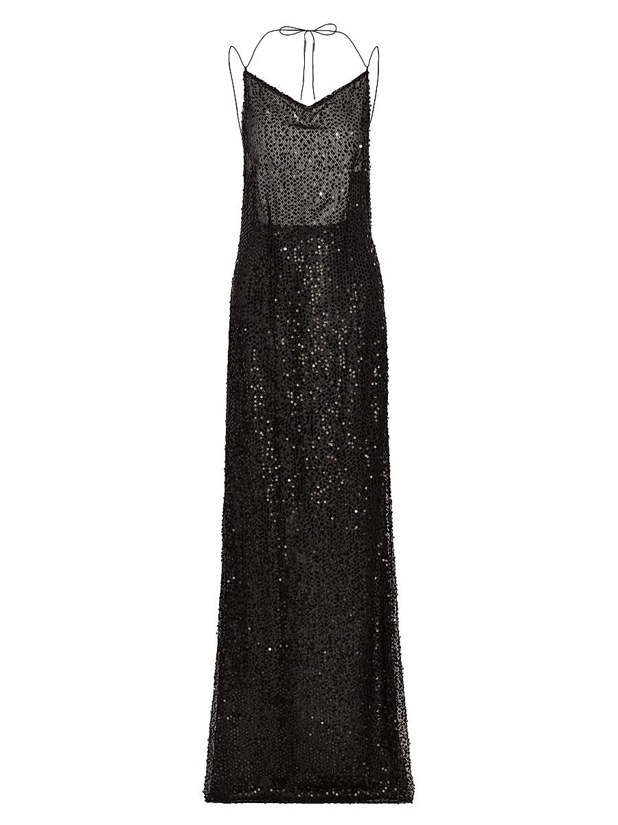 Women's Hebe Sequined A-Line Gown - Nero - Size 10
