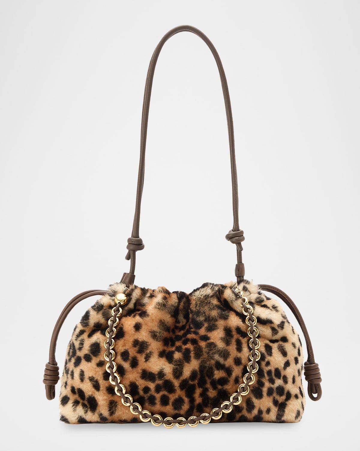 Flamenco Medium Shoulder Bag in Cheetah-Print Shearling