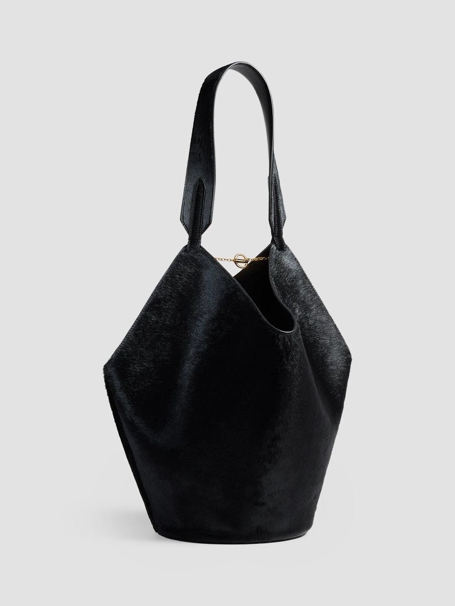 Khaite Women's Lotus Small Calf Hair Tote Bag - Black