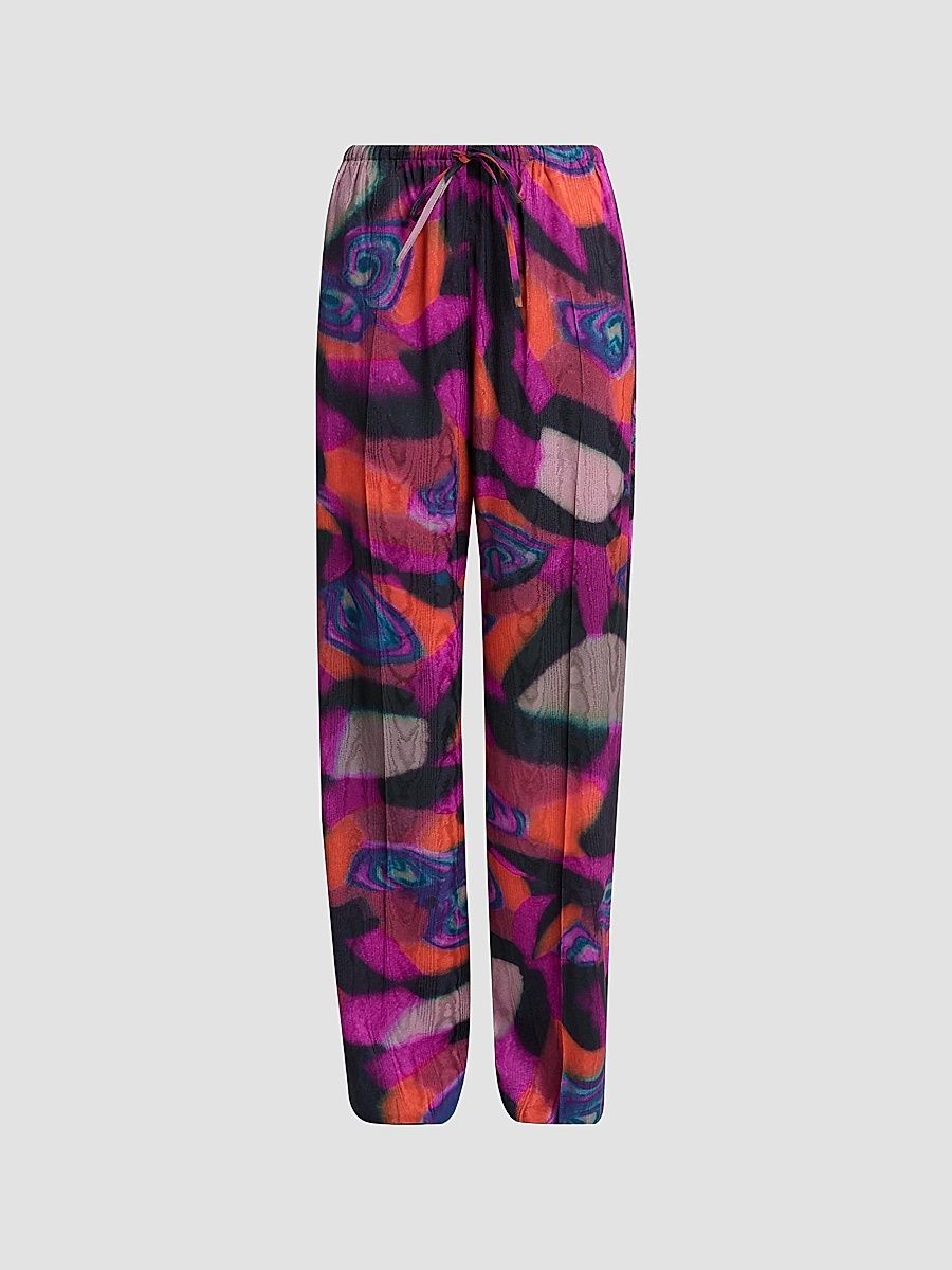 Dries Van Noten Women's Puvis Printed Wrinkle Pants - Fuchsia - Size 14