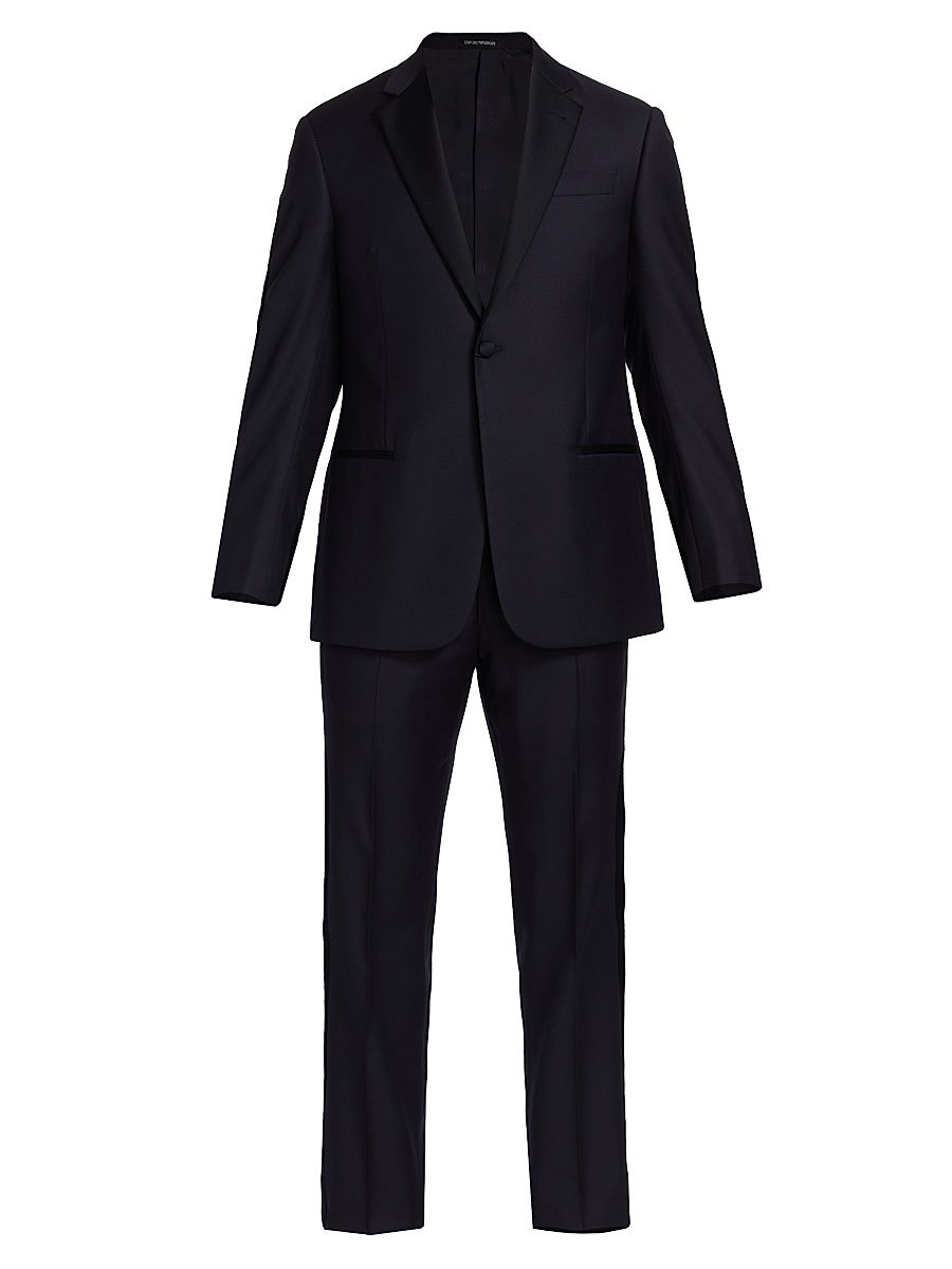 Men's Single-Button Slim-Fit Tuxedo - Solid Blue - Size 48