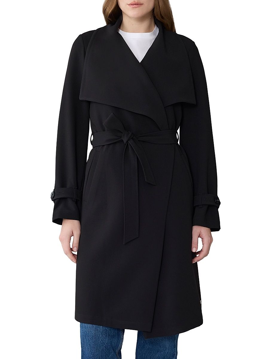 Women's Olivia Belted Trench Coat - Black - Size XS