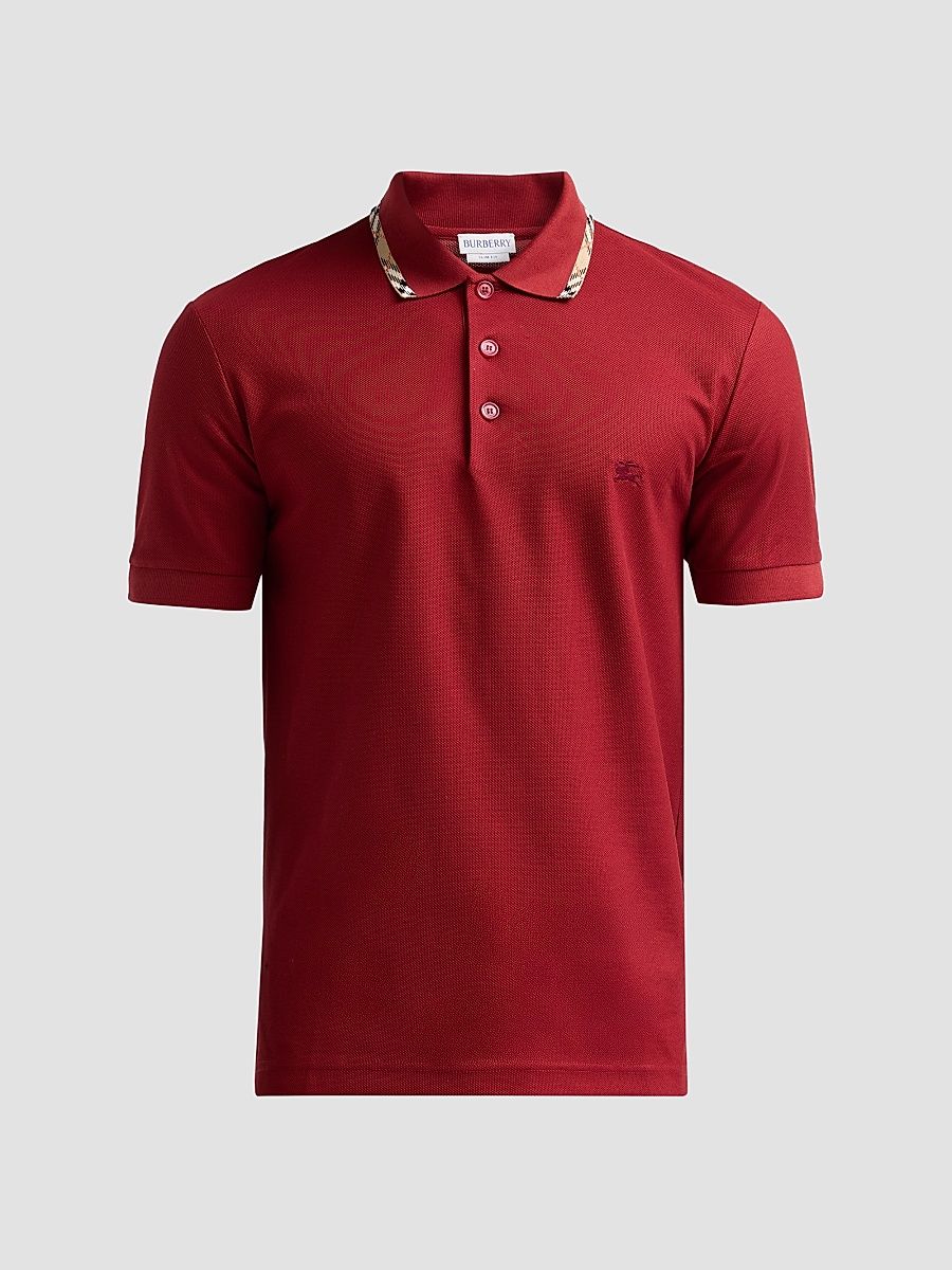 Men's Eddie Check Collar Polo Shirt - Auburn Brown - Size XXXL