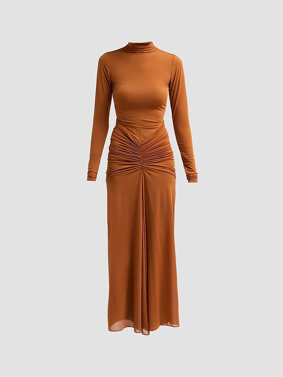 Women's Scorpio Gathered Maxi Dress - Almond - Size XS
