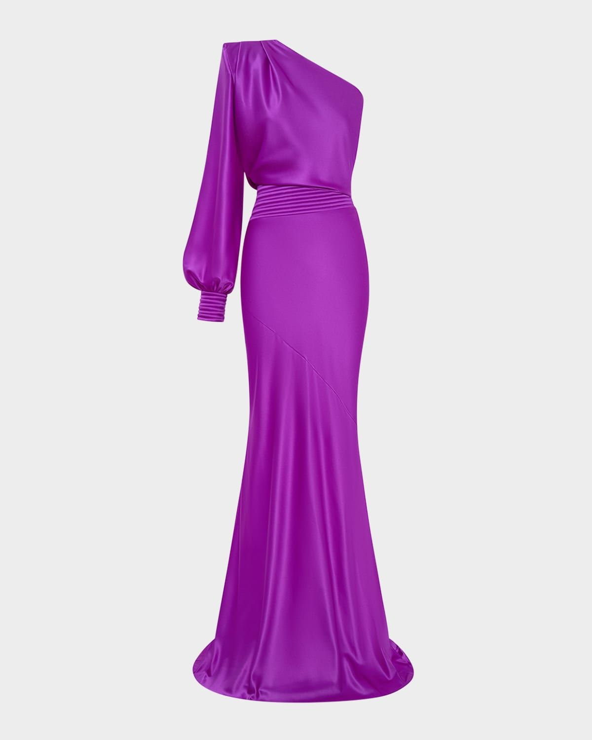 Don & apos;t Look Now Draped One-Shoulder Satin Gown
