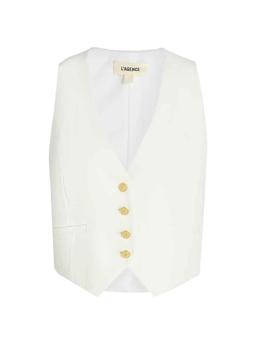 Women's Jianna V-Neck Short Vest - Ivory - Size XXL