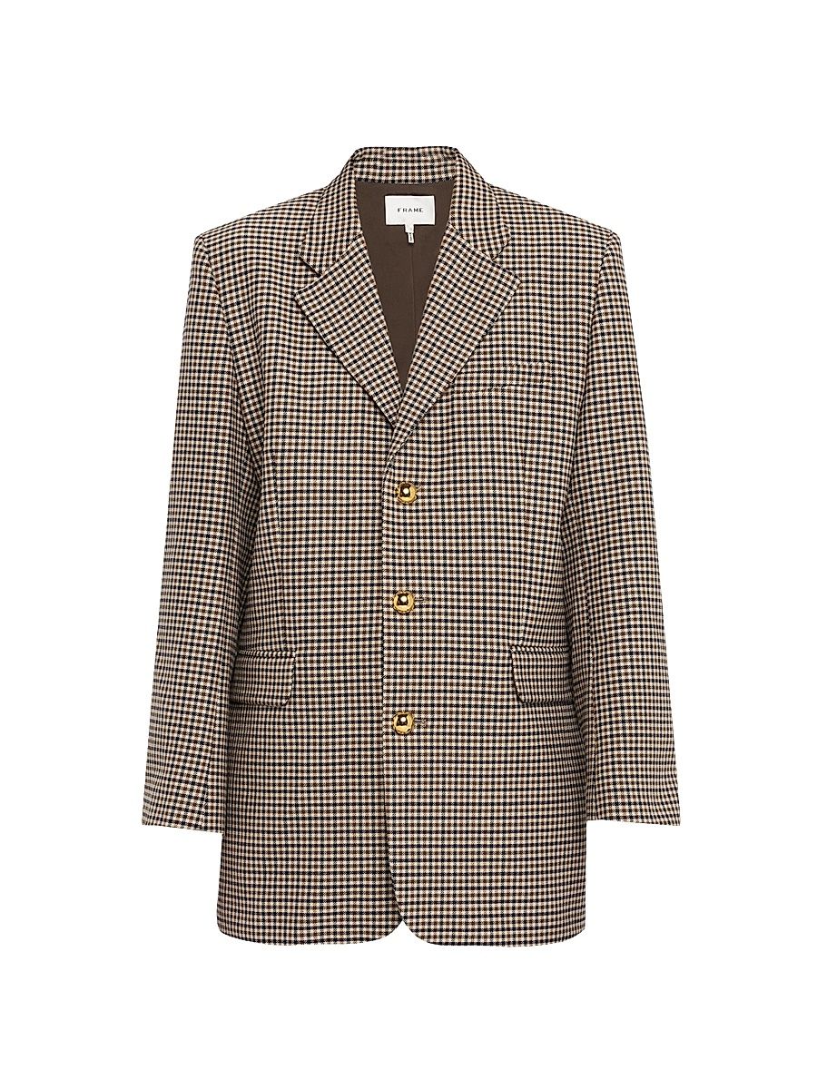 Women's The Houndstooth Wool-Blend Blazer - Blue Pattern - Size 10