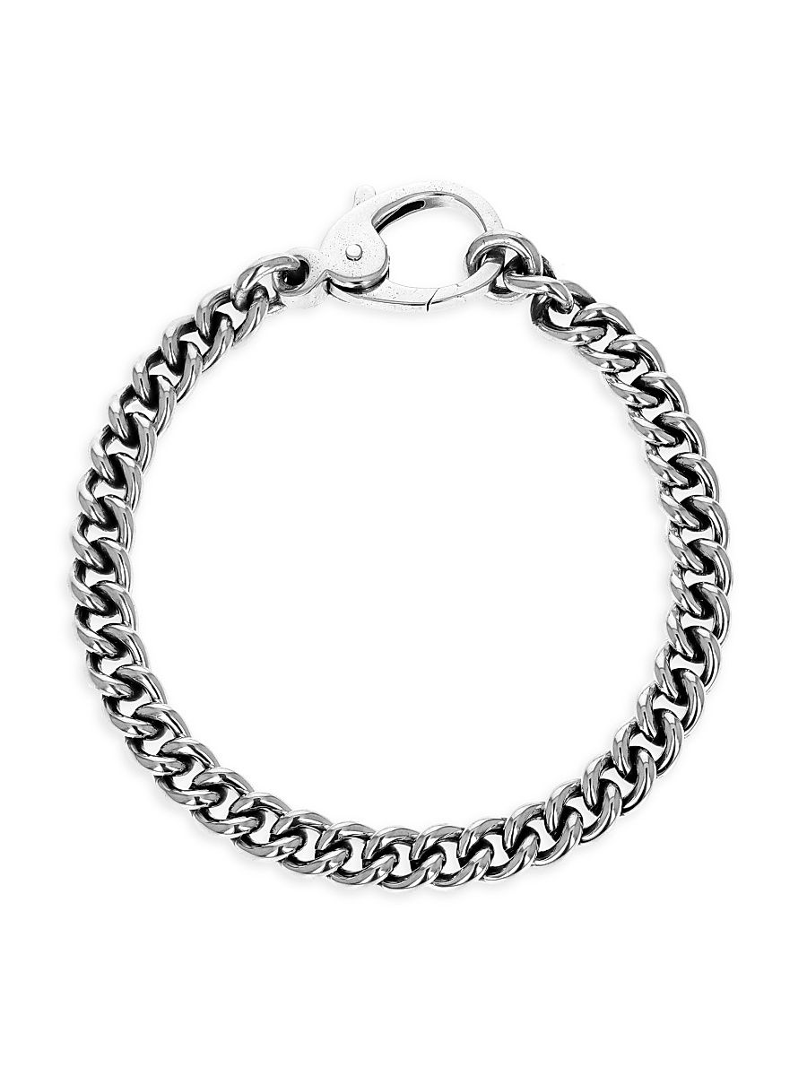 Men's Curb Link Chain Sterling Silver Bracelet - Silver - Size 7.5
