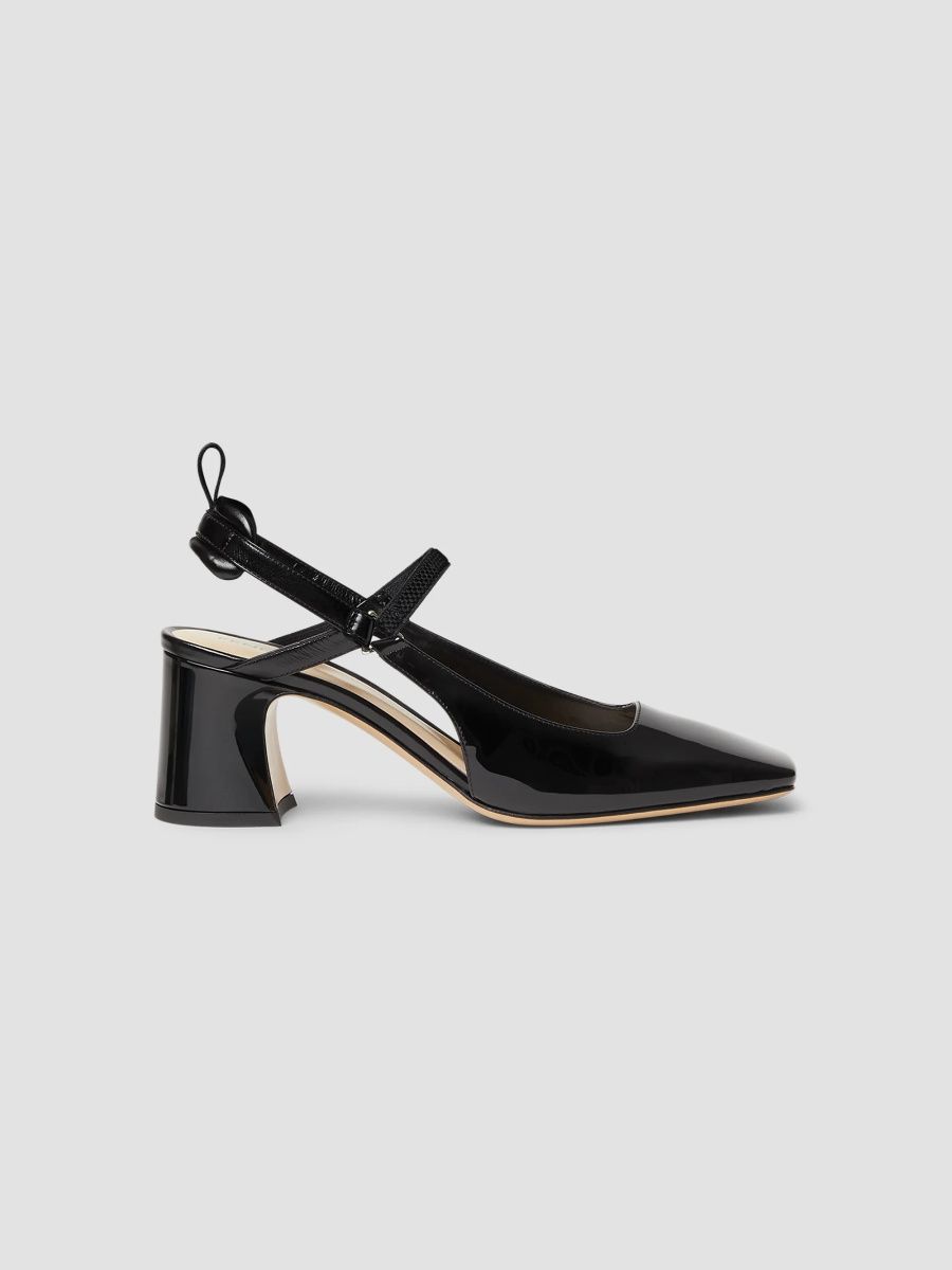 Women's Colibrì Quadra Patent Leather 65MM Slingback Pumps - Deep Black - Size 12
