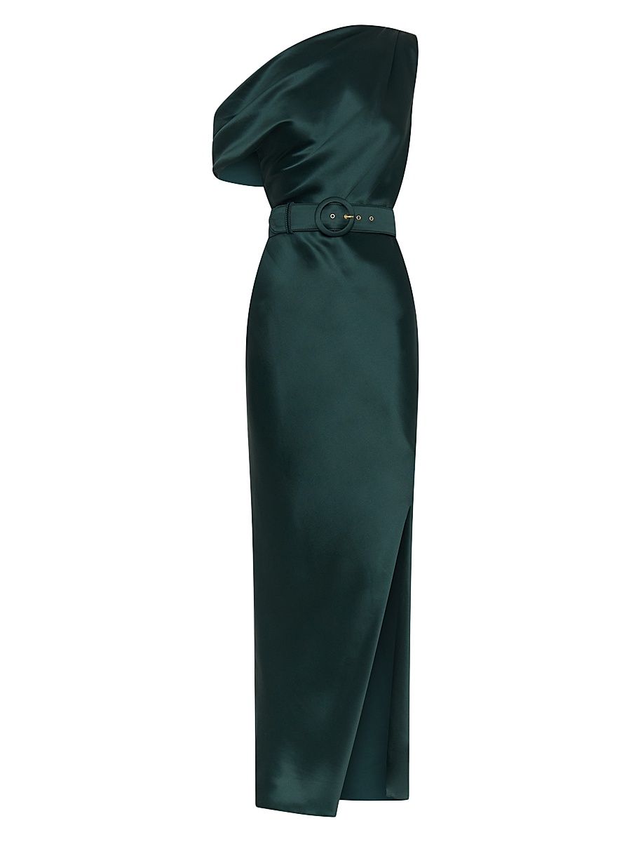 Women's Eartha One-Shoulder Satin Maxi Dress - Alpine - Size 12