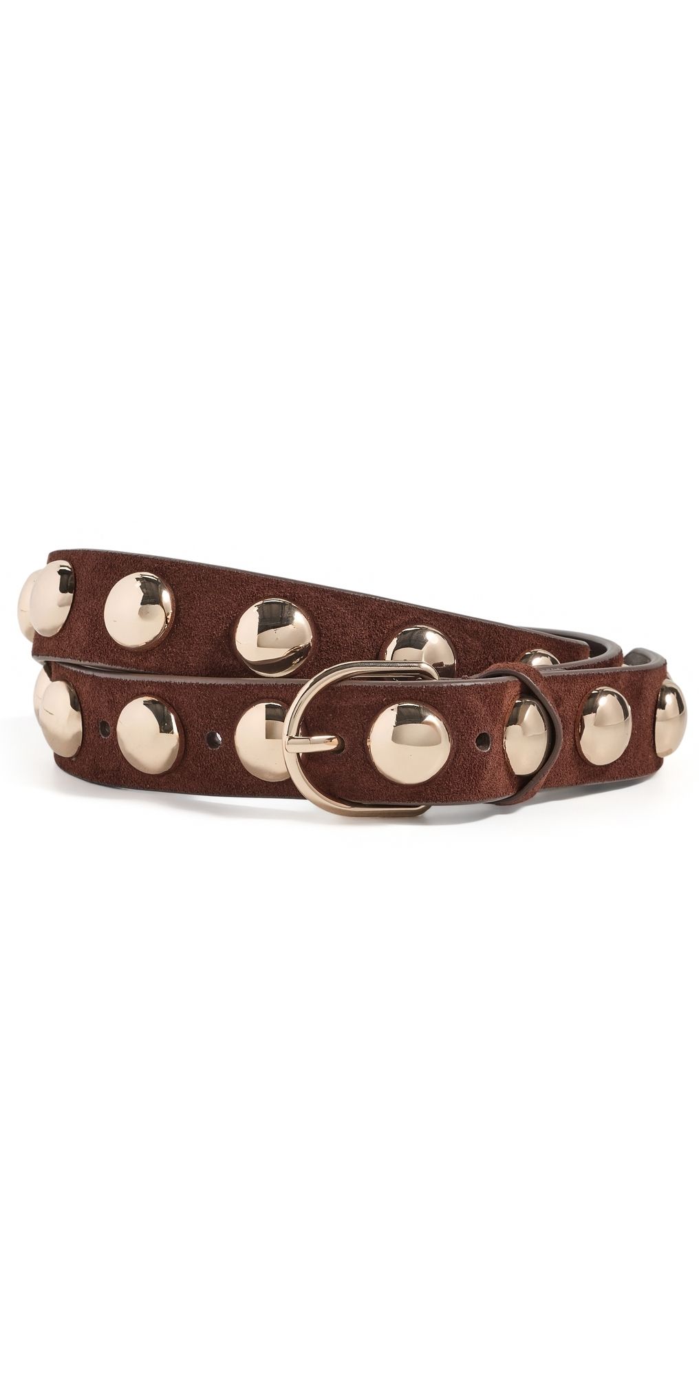 Loeffler Randall Issa Dome Studded Belt Espresso Suede w/ Studded Cham M/L