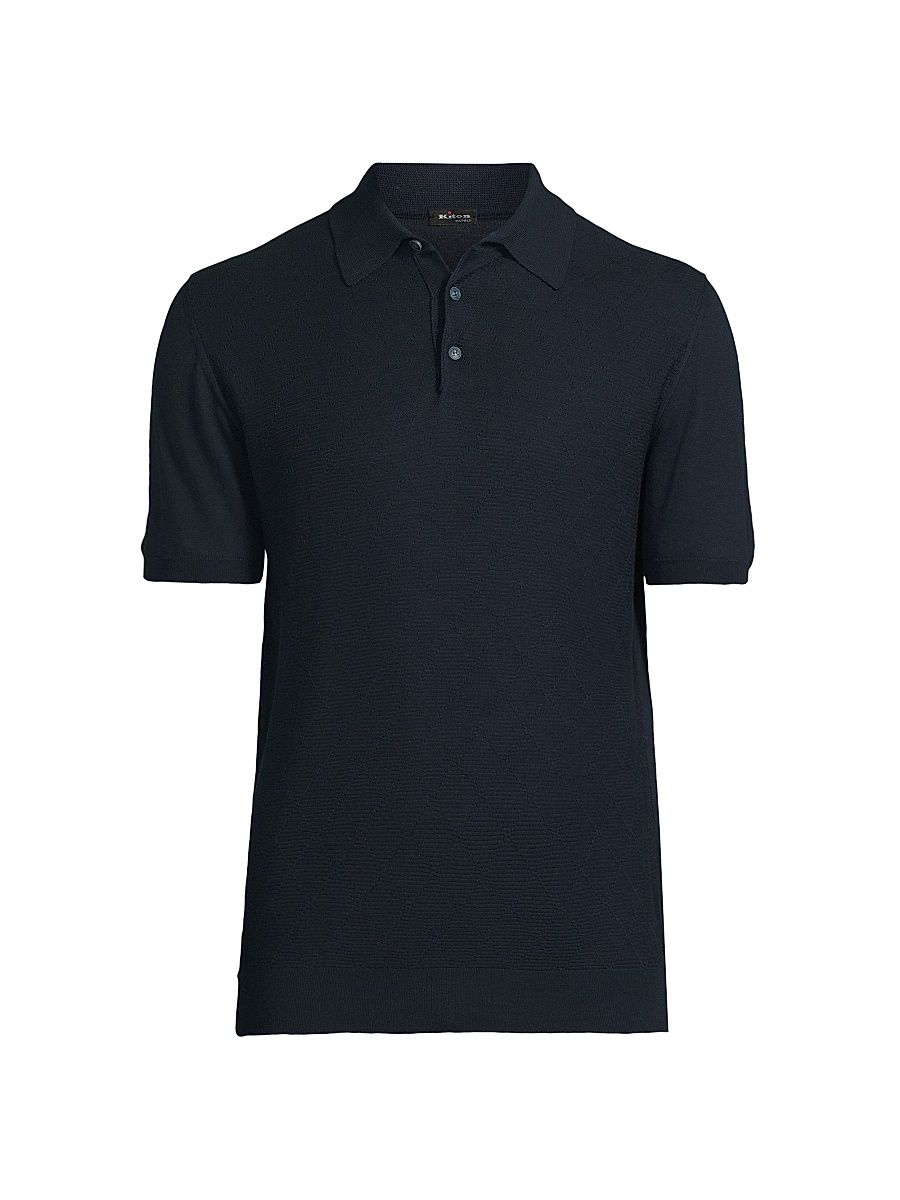 Men's Diamond Weave Polo Shirt - Dark Blue - Size XXL