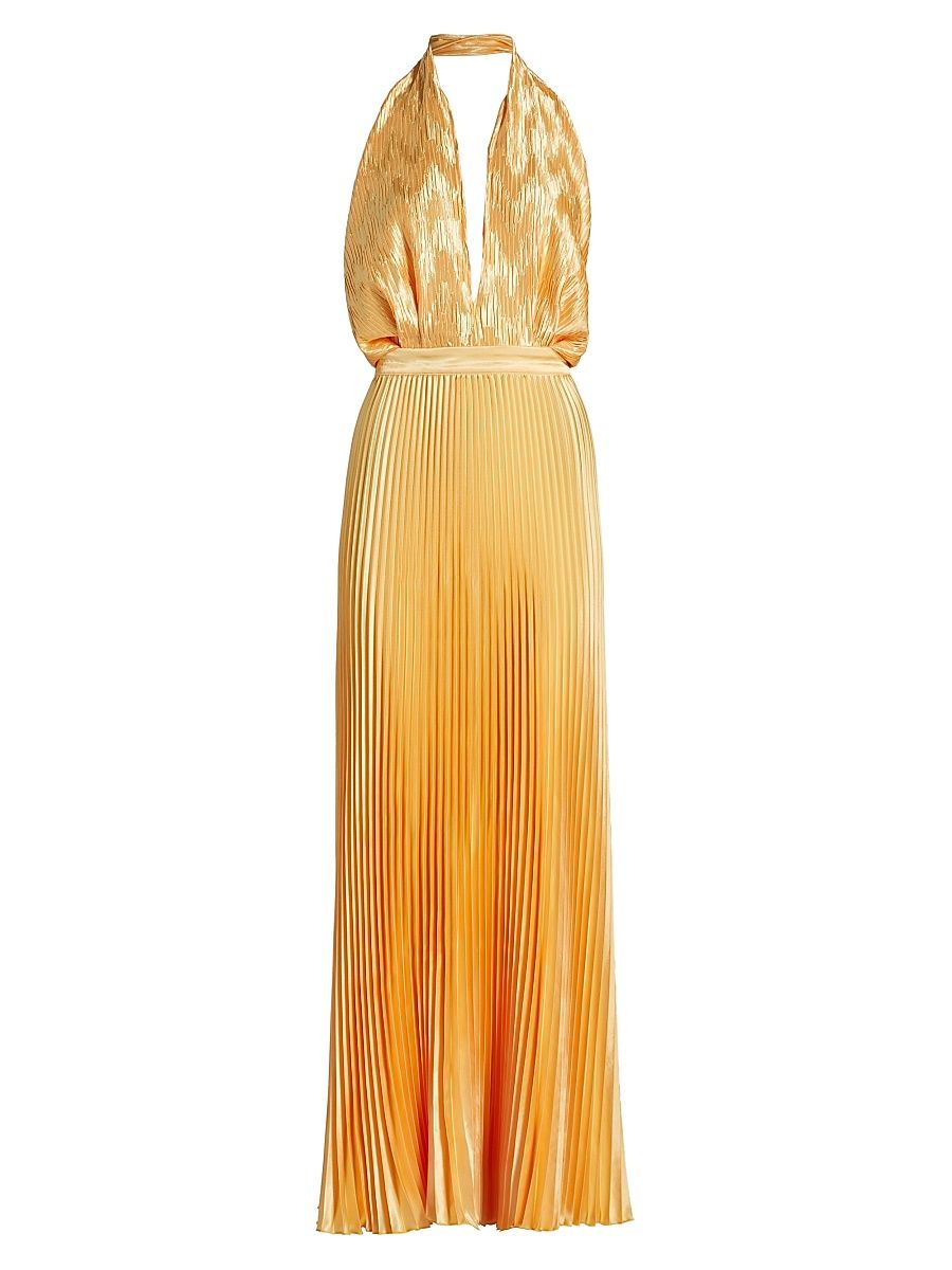 Women's Allure Metallic Halterneck Gown - Sorbet - Size 8