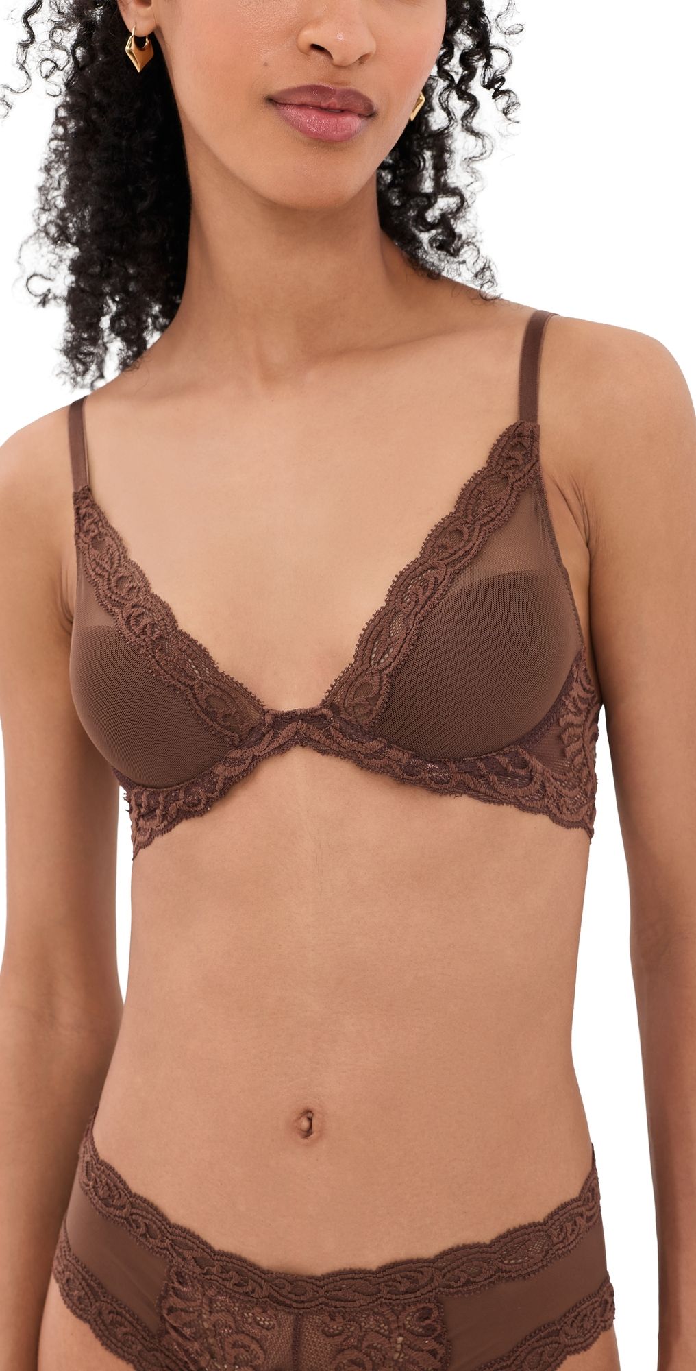 Natori Feathers Plunge T-Shirt Bra Shaved Chocolate 34DD