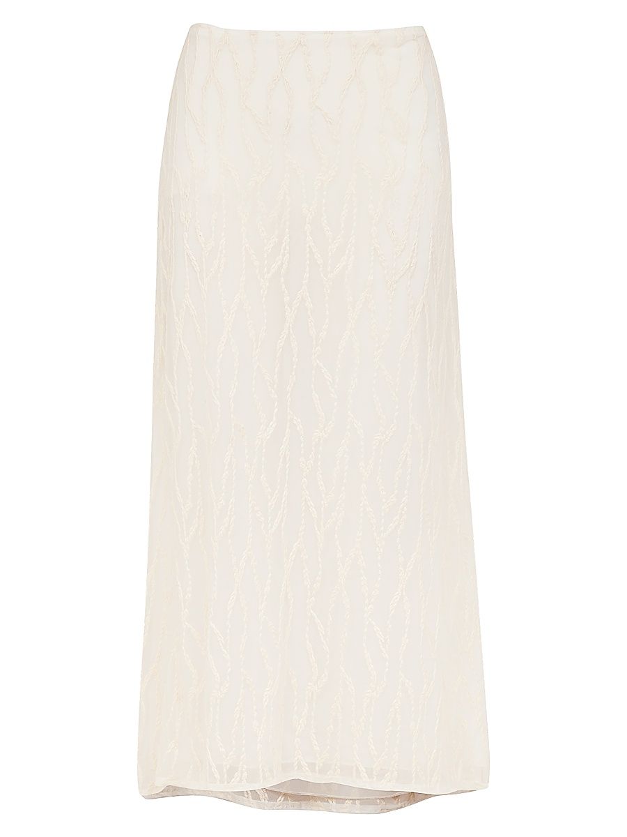 Women's Quinn Embroidered Mesh Maxi Skirt - White - Size XL